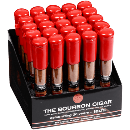 The Bourbon Cigar By Teds 650 Glass Tubes 25 Ct. Box 6.00X50