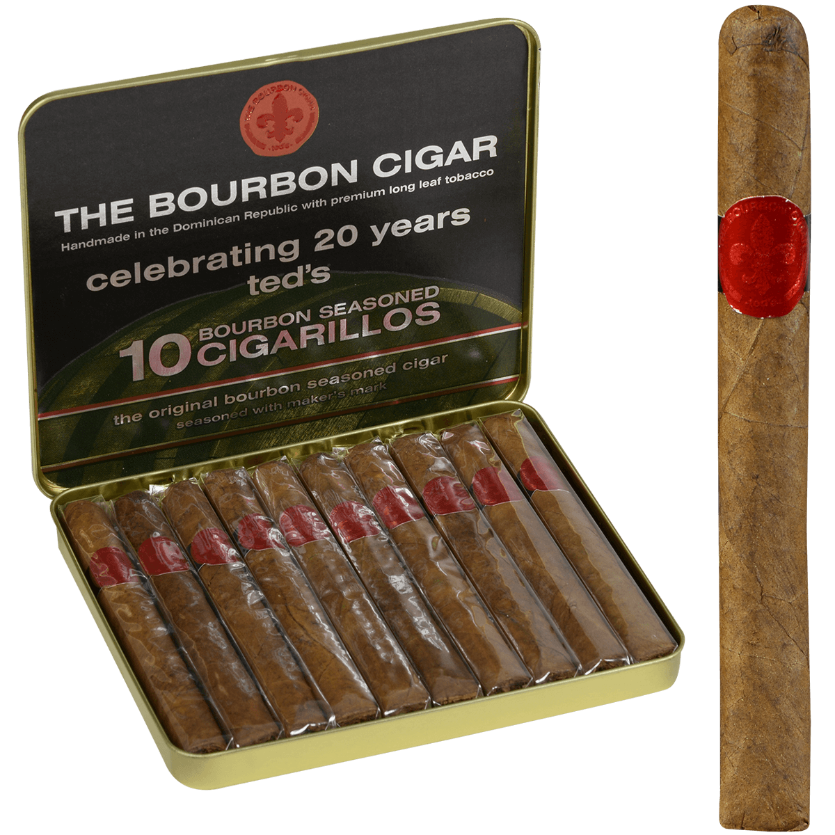 The Bourbon Cigar By Ted'S Cigarillos 5/10 Ct. Tins 4.00X28