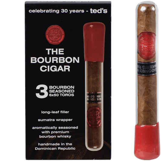 The Bourbon Cigar By Ted'S 650 Glass Tubes 3 Ct. Box 6.00X50