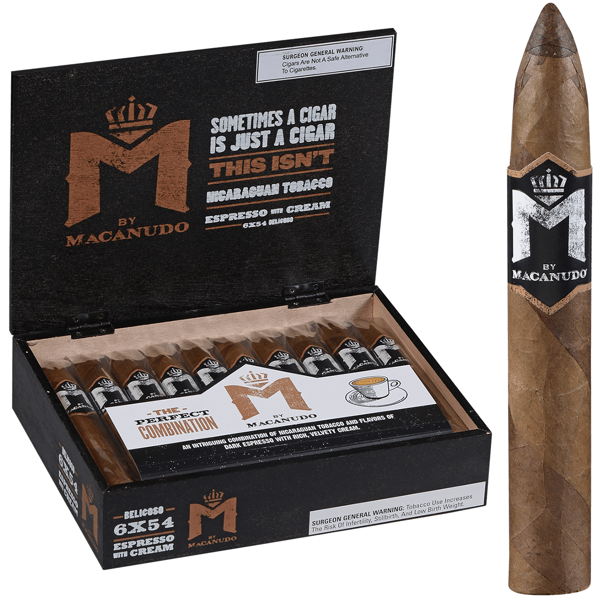 M By Macanudo Espresso Belicoso 20 Ct Box 6X54
