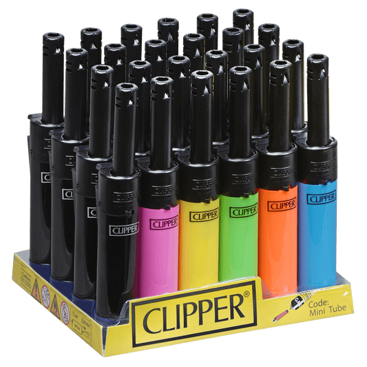 Clipper Mini Tubelighter Assorted Colors 24 Ct Tray