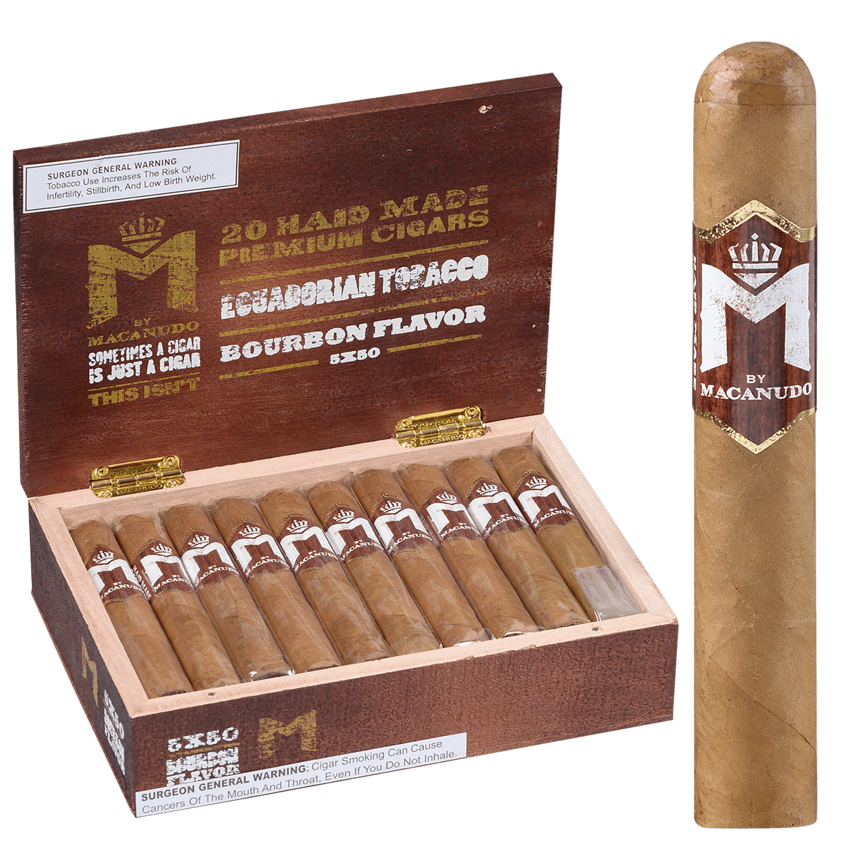 M Bourbon By Macanudo Robusto 20 Ct. Box 5.00X50