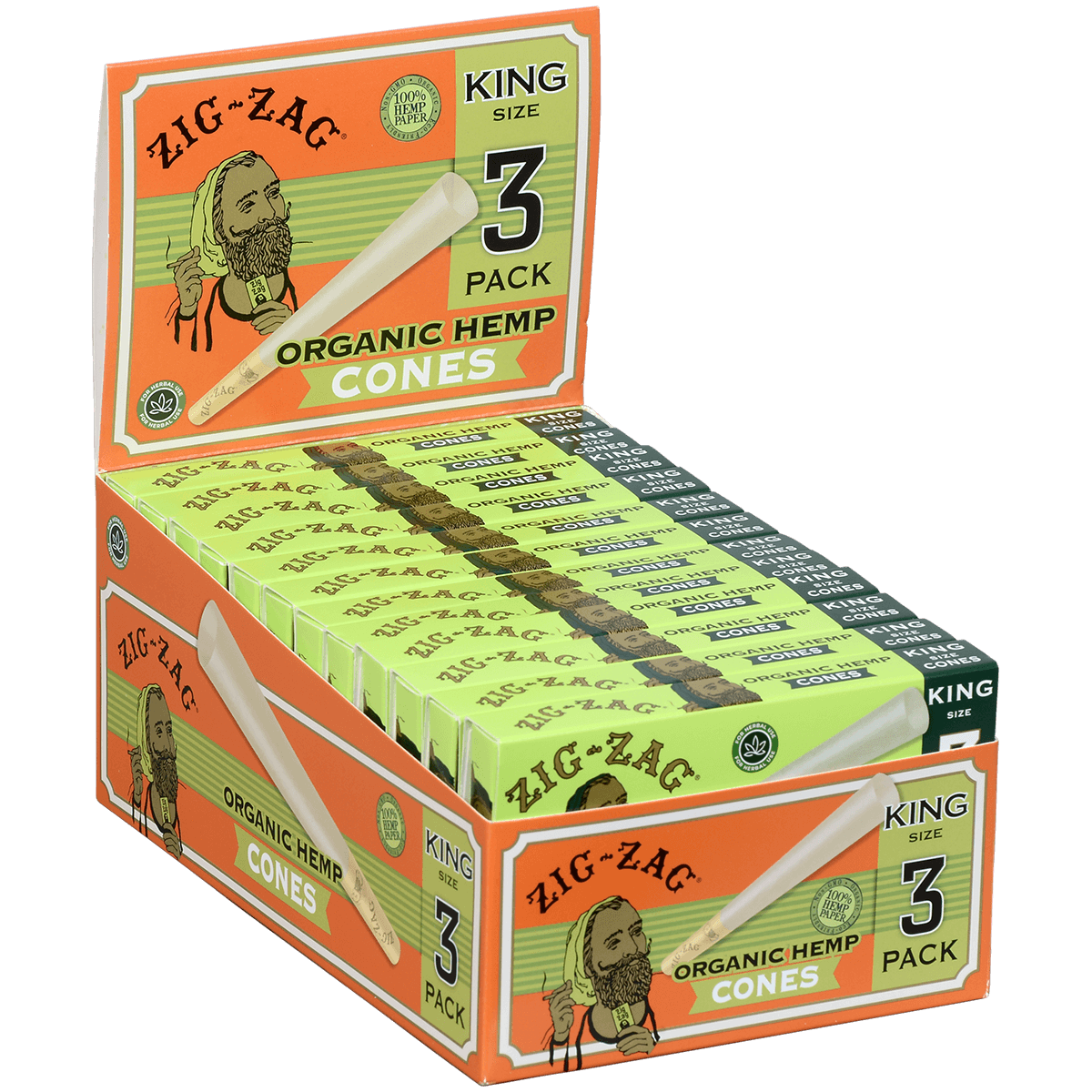 Zig-Zag Paper Cones Organic Hemp King Size 3 Pack 24 Ct.