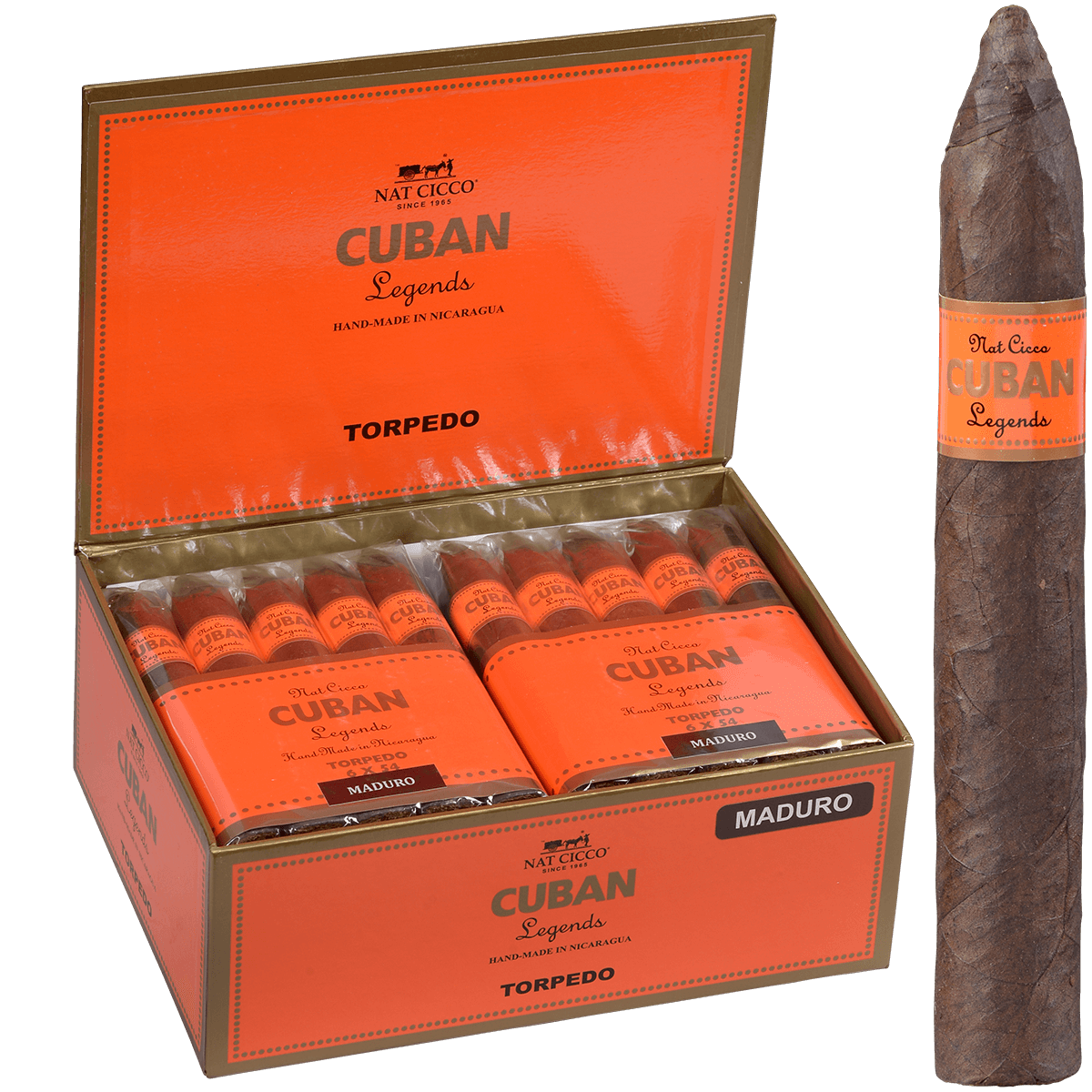 Nat Cicco Cuban Legends Maduro Torpedo 40 Ct. Box 6.00X54