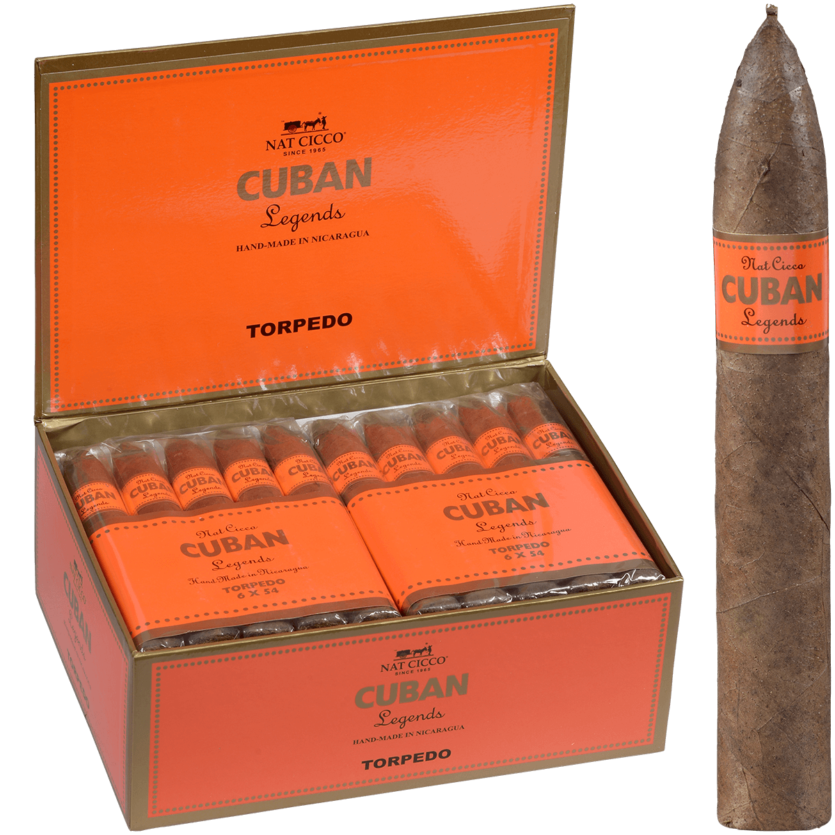 Nat Cicco Cuban Legends Natural Torpedo 40 Ct. Box 6.00X54