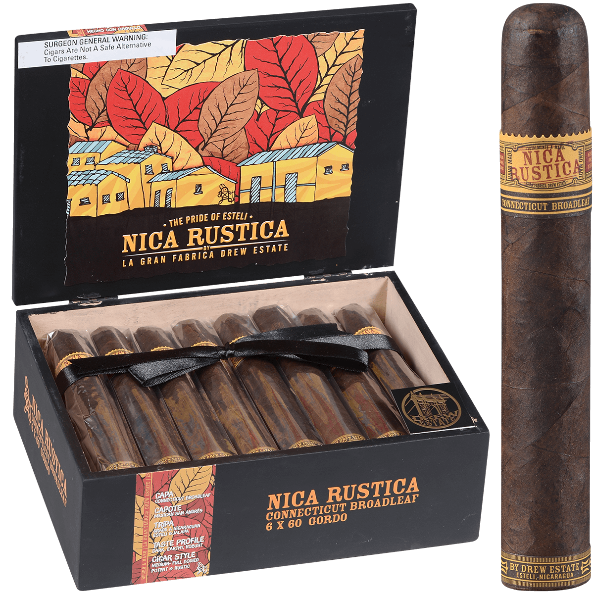 Nica Rustica Broadleaf Gordo 6X60 25 Ct Box