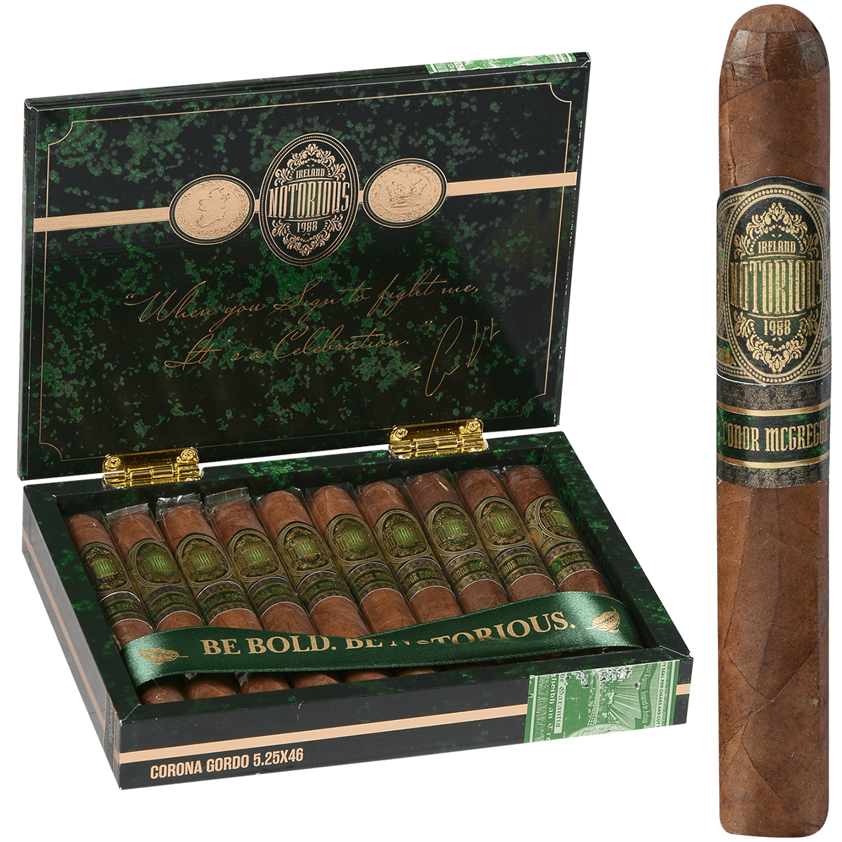 Notorious By Conor Mcgregor Corona Gordo Cigar 10 Ct Box 5.25X46