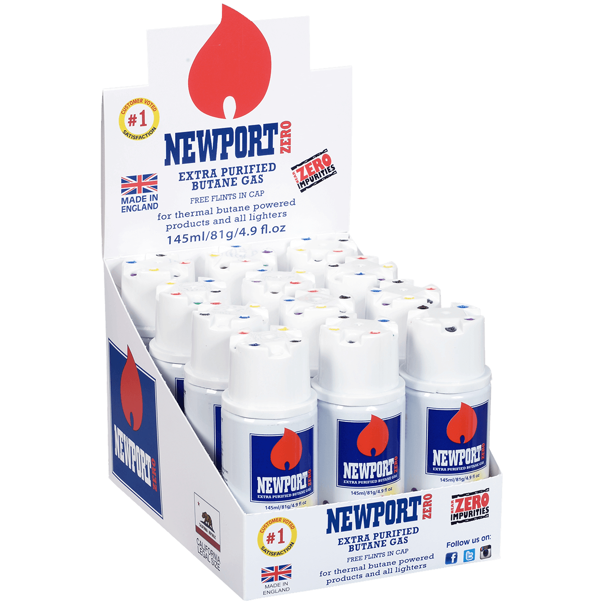 Butane Newport Zero Extra Purified 145Ml 12 Ct. Carton For California