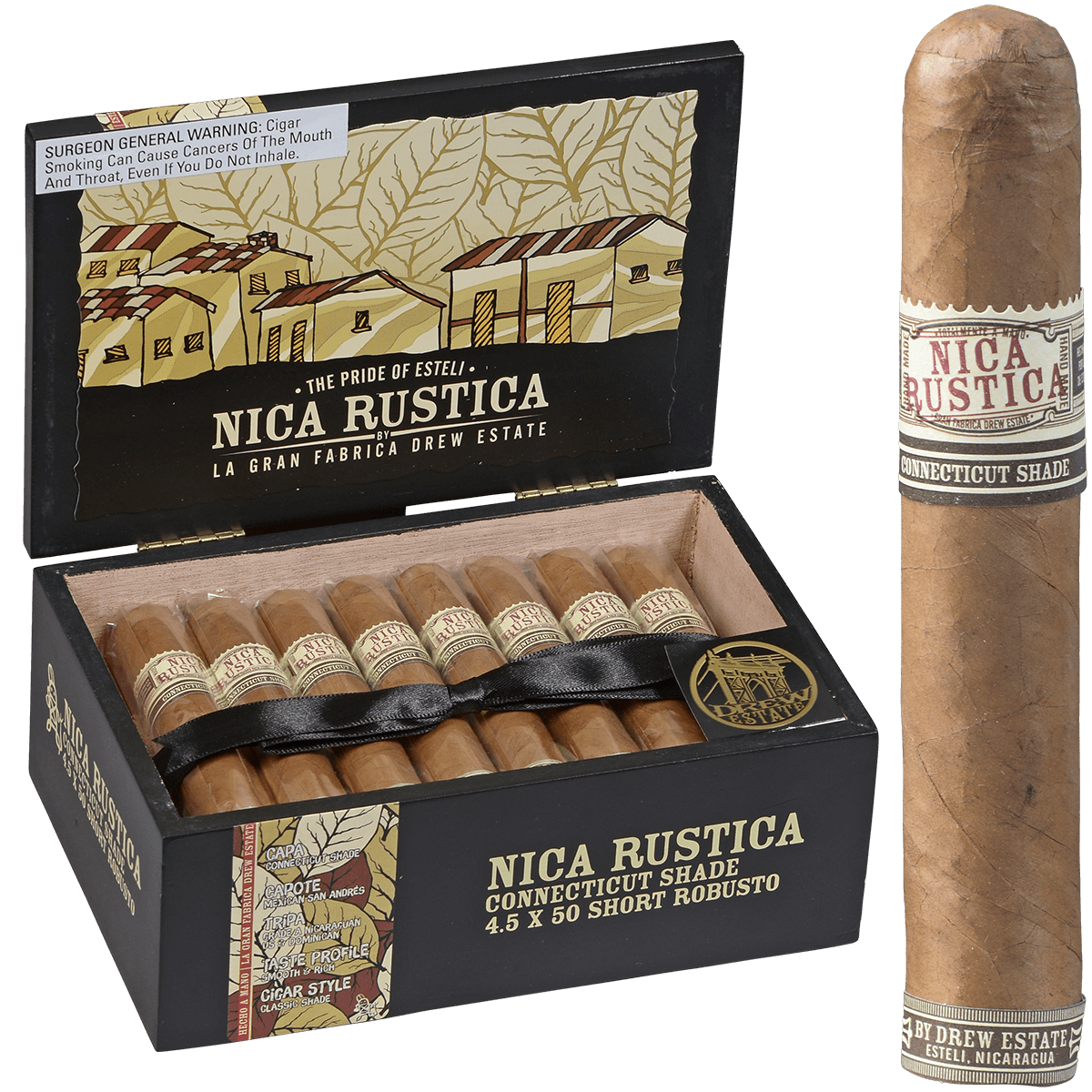 Drew Estate Nica Rustica Shade Robusto 4.5X50 25Ct Box