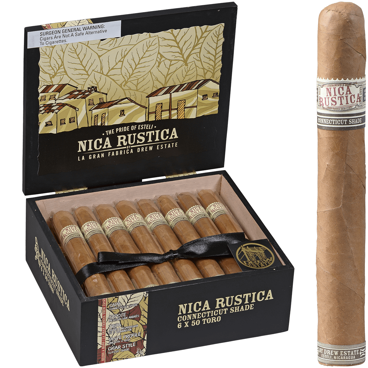 Drew Estate Nica Rustica Shade Toro 6X50 25Ct Box