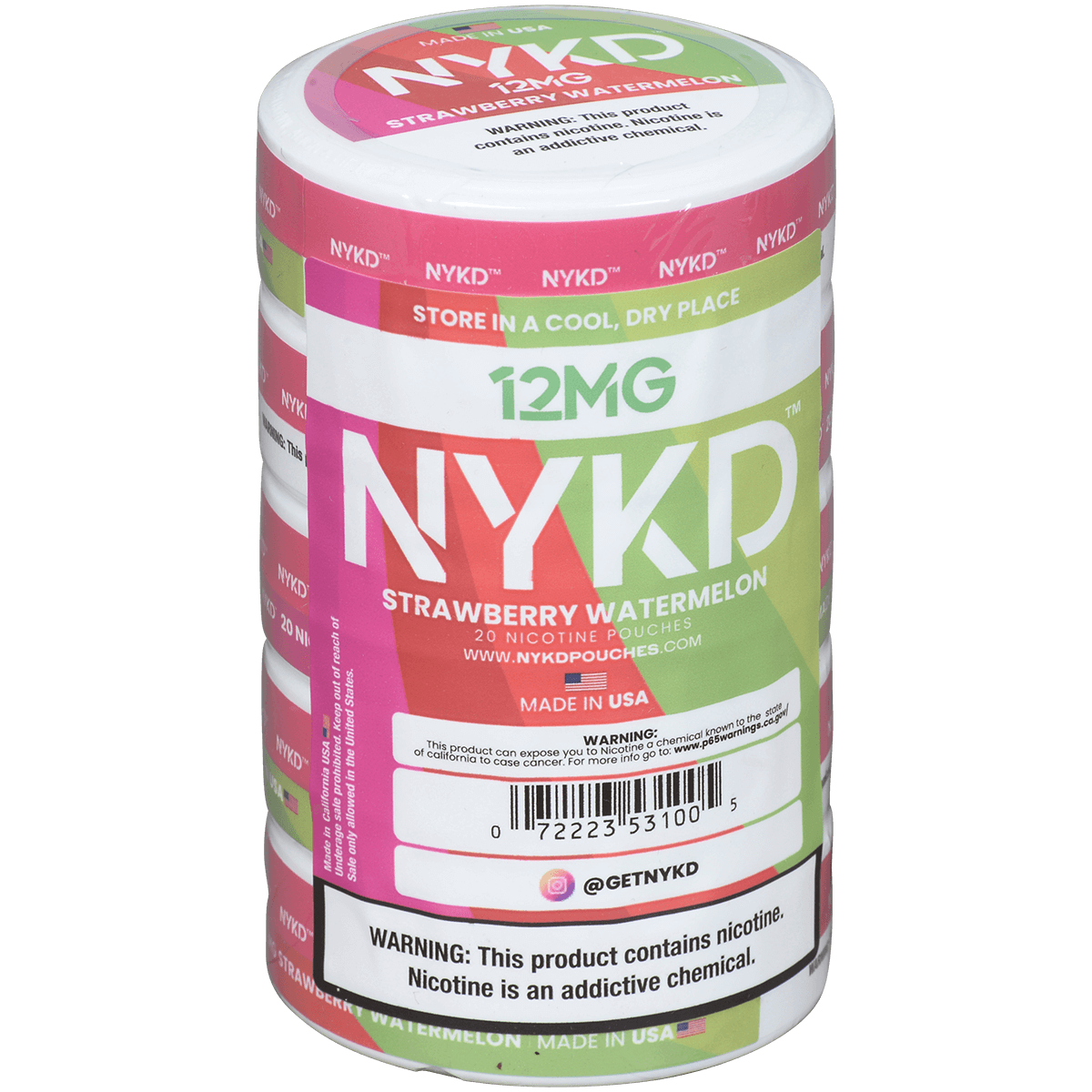 Nykd Us Nicotine Pouches Strawberry Watermelon 12Mg 1/5 Ct.