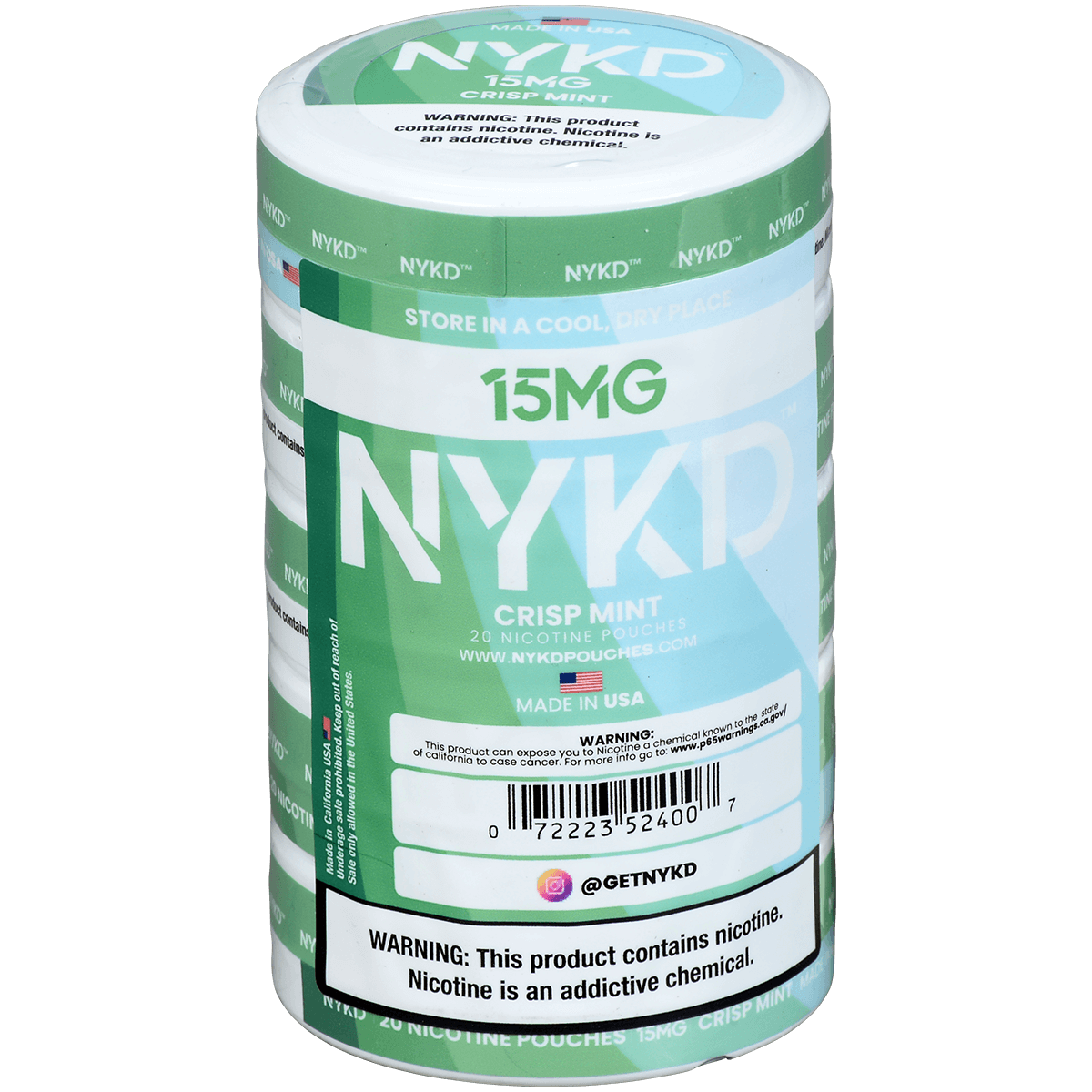 Nykd Us Nicotine Pouches Crisp Mint 15Mg 1/5 Ct.