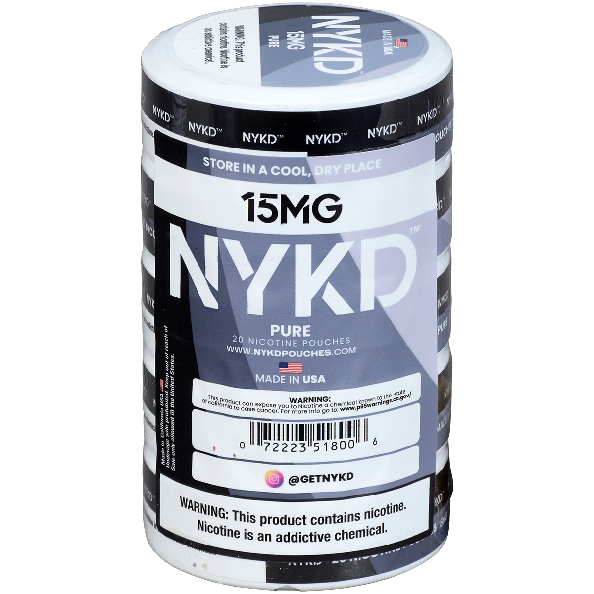 Nykd Us Nicotine Pouches Pure Unflavored 15Mg 1/5 Ct.