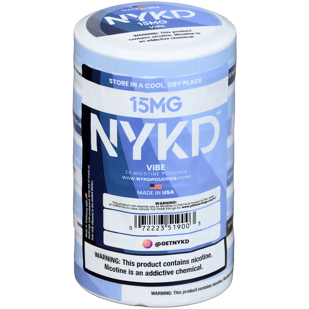 Nykd Us Nicotine Pouches Vibe Unflavored 15Mg 1/5 Ct.