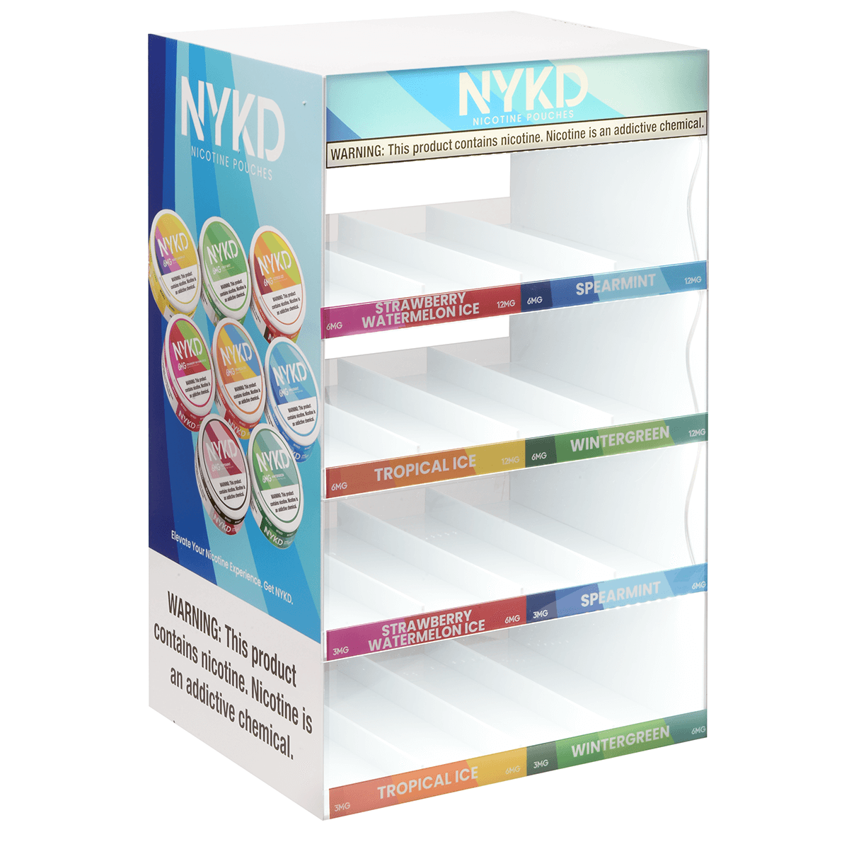 NYKD NICOTINE POUCHES EMPTY PREMIUM LIGHT UP 16 SLOT ACRYLIC DISPLAY