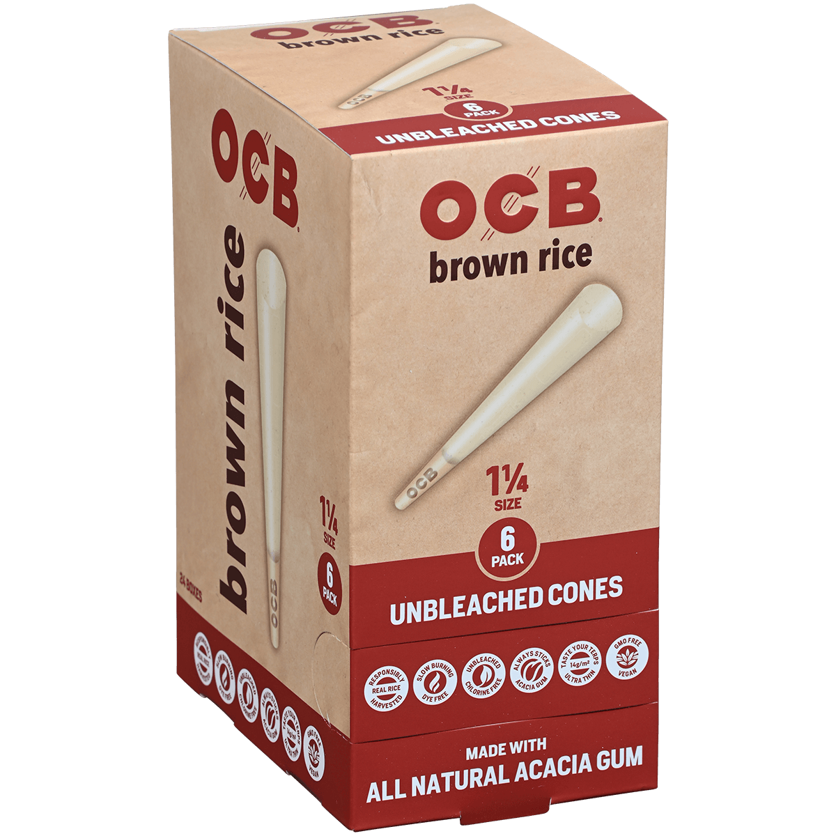 OCB BROWN RICE CONES 1 1/4 24/6 CT.