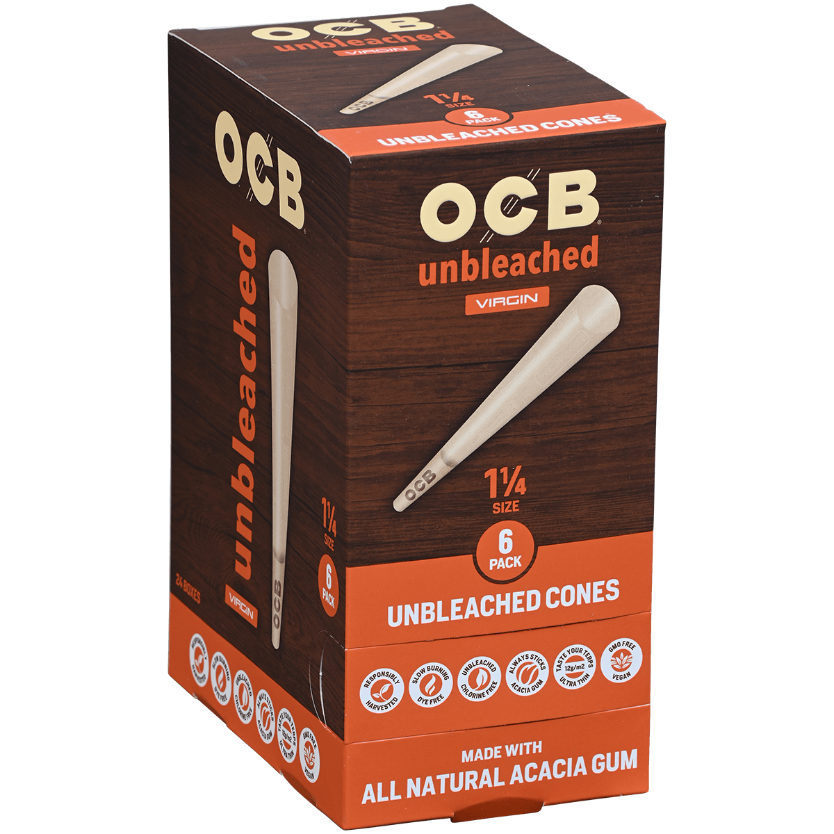 OCB UNBLEACHED CONES 1 1/4 24/6 CT.