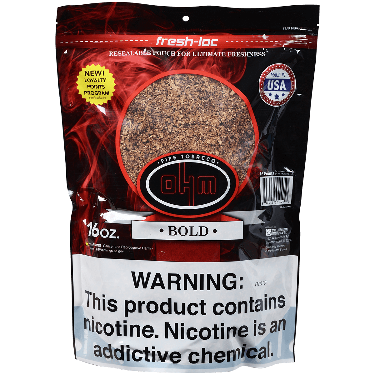 Ohm Pipe Tobacco Bold 16 Oz. Bag