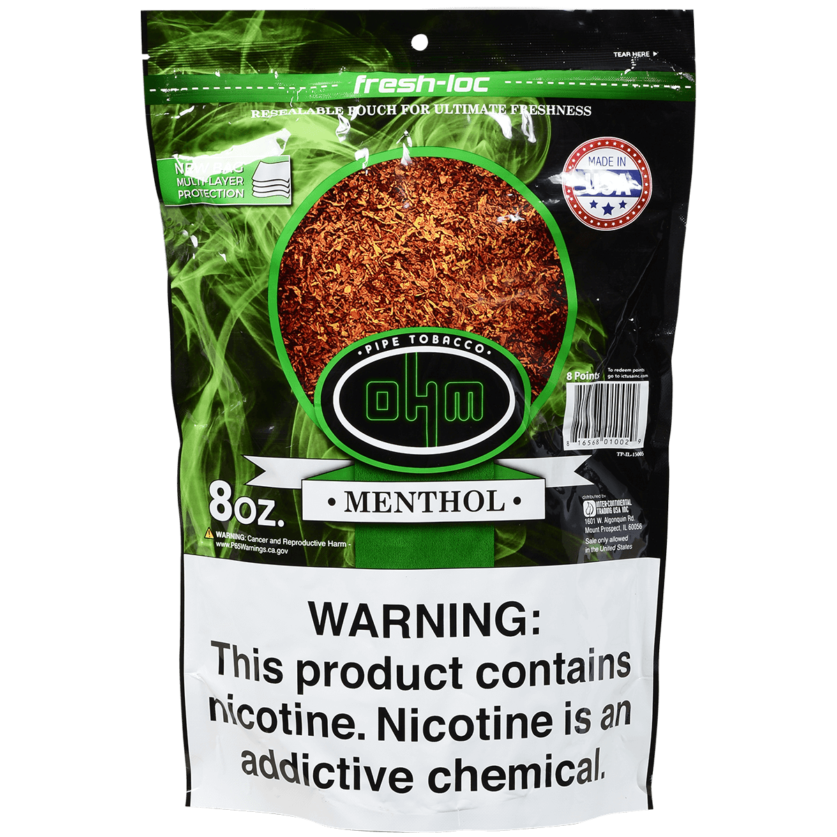 Ohm Pipe Tobacco Menthol 8 Oz. Bag