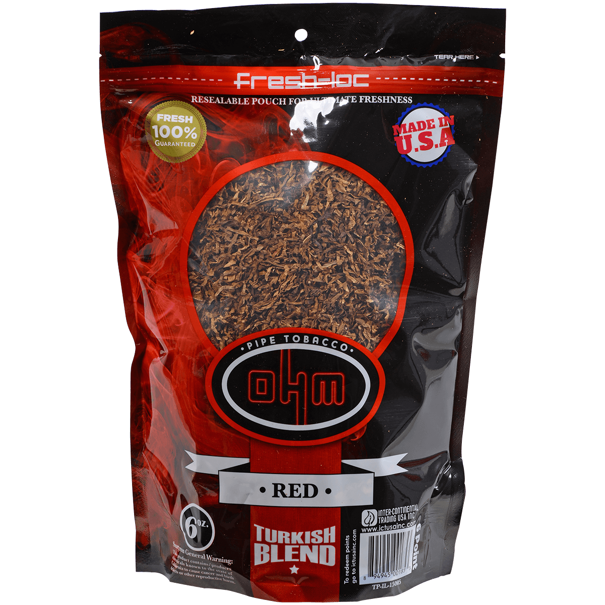 Ohm Pipe Tobacco Turkish Red 6 Oz. Bag