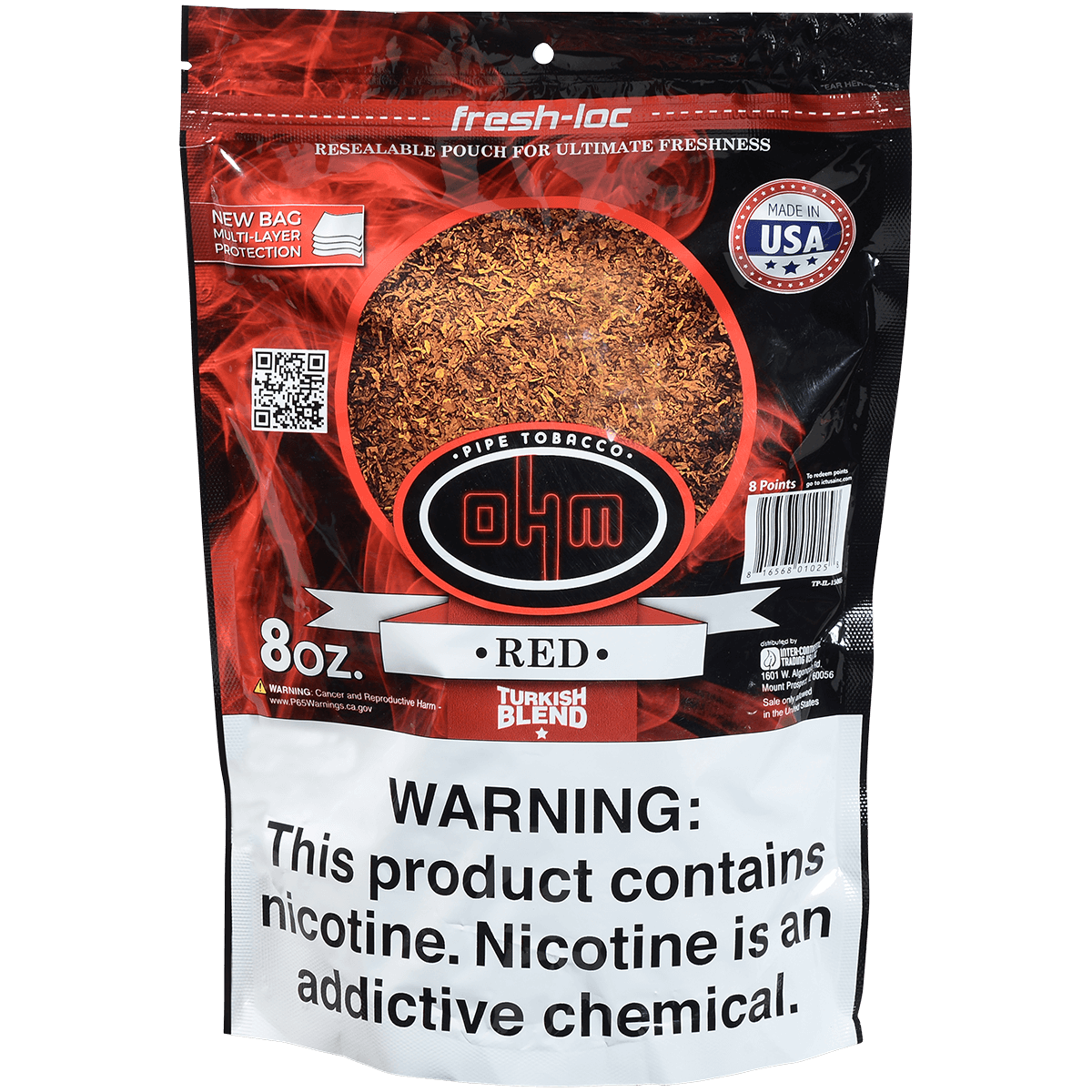 Ohm Pipe Tobacco Turkish Red 8 Oz. Bag