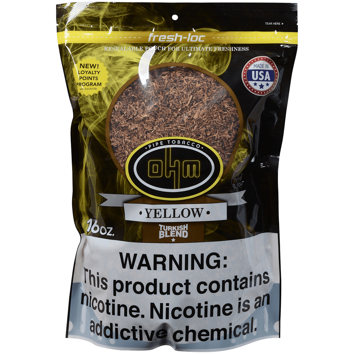 Ohm Pipe Tobacco Turkish Yellow 16 Oz. Bag