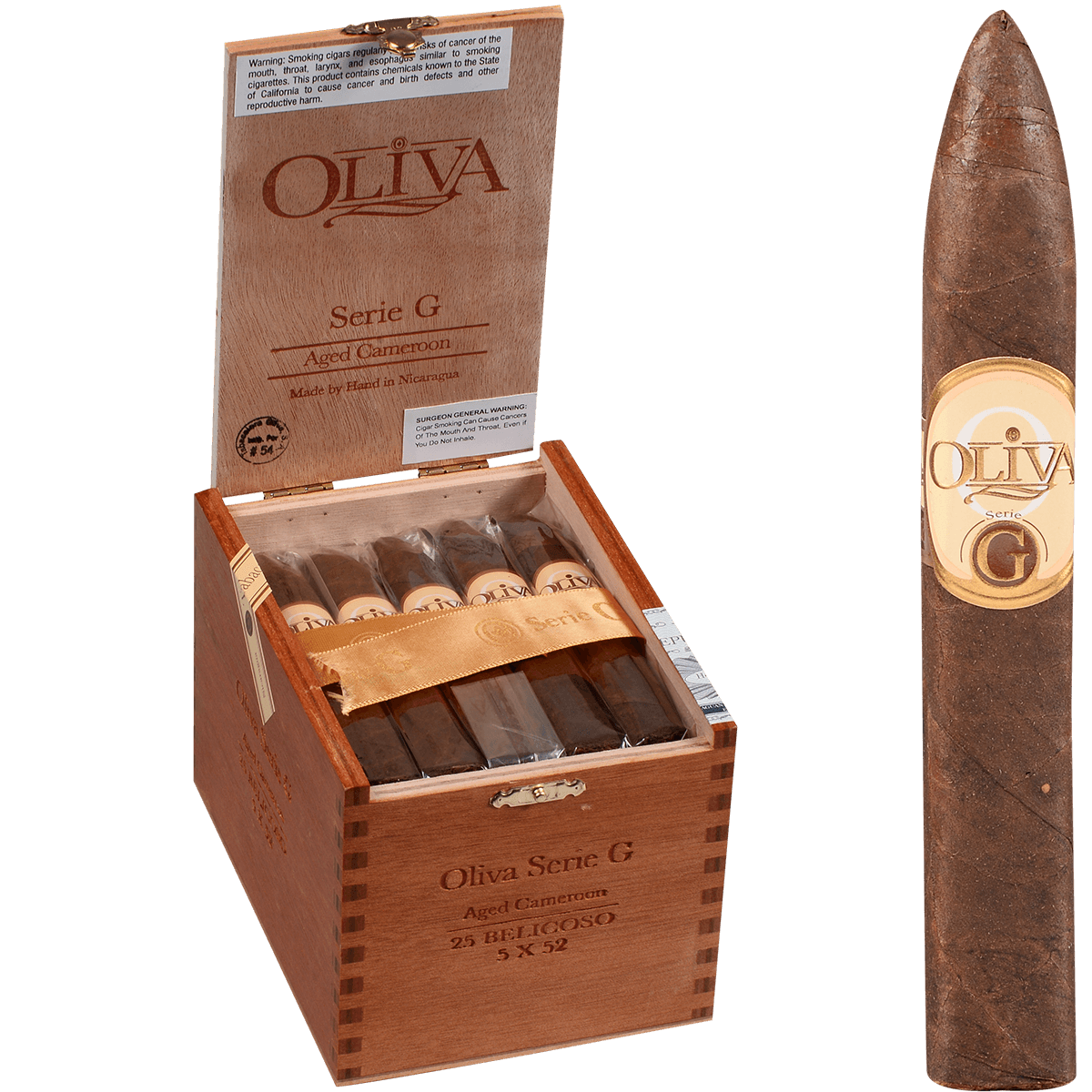 Oliva Serie G Cameroon Belicoso 25 Ct. Box 5.00X52