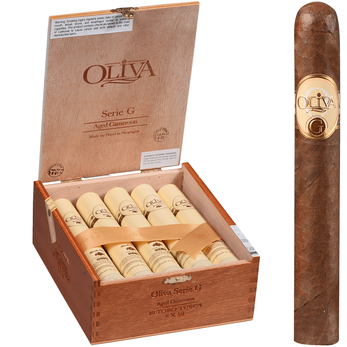 Oliva Serie G Cameroon Tubos 10 Ct. Box 6.00X50