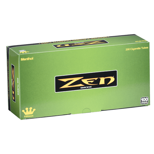 Cigarette Tubes Zen 100Mm Menthol Flavor 200 Ct. Box