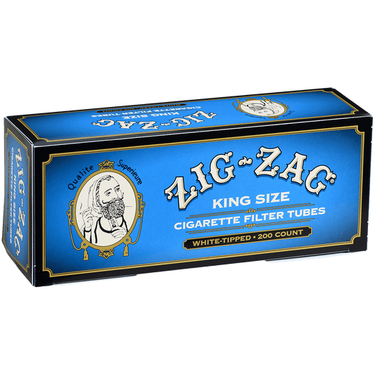 Cigarette Tubes Zig Zag King Size Blue (White Tips) 200 Ct. Box