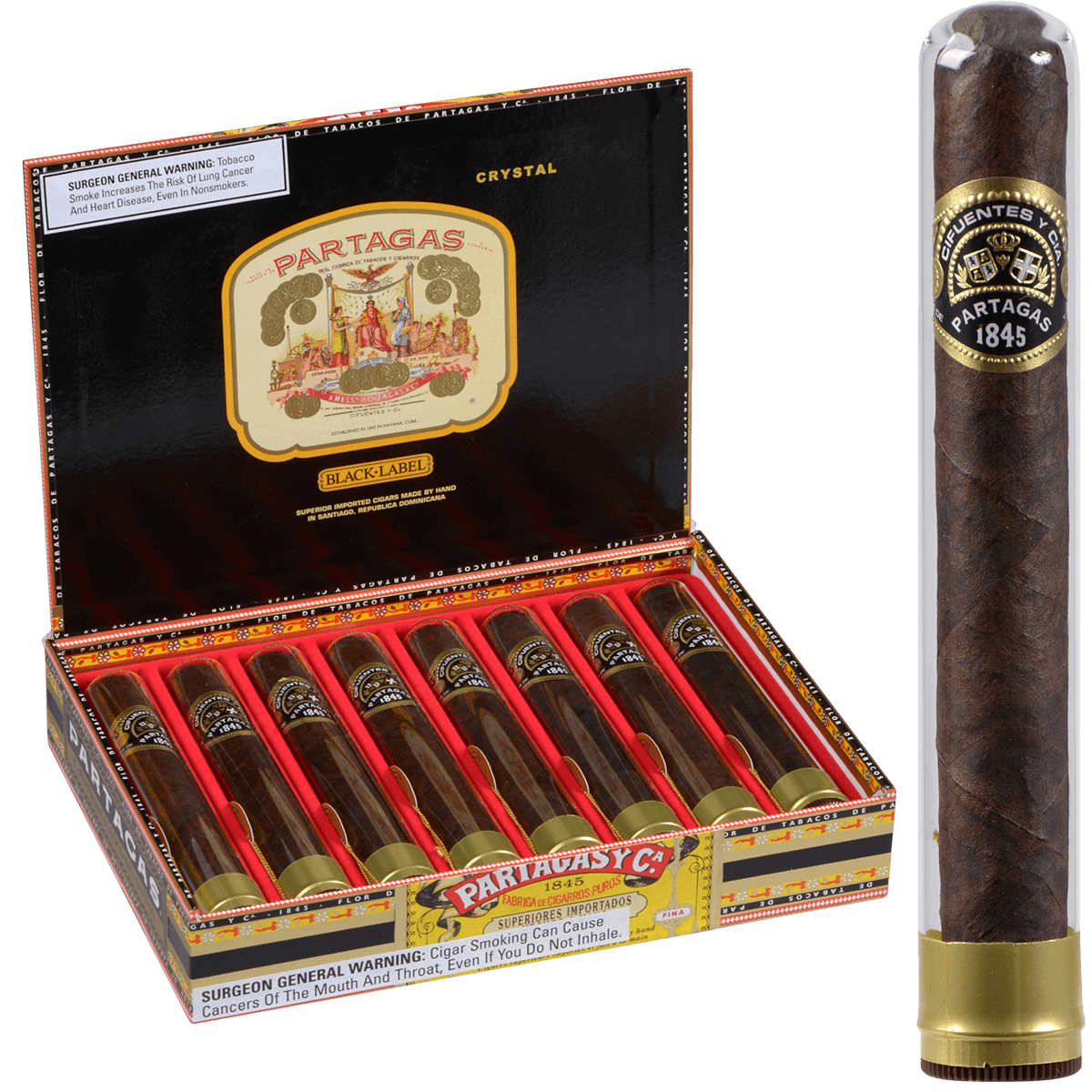 Partagas Black Label Crystal 8 Ct. Box 5.50X50