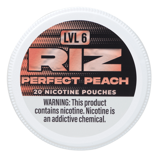 Riz Nicotine Pouches Perfect Peach 9Mg Lvl6 5Pk 20 Pouches/Can