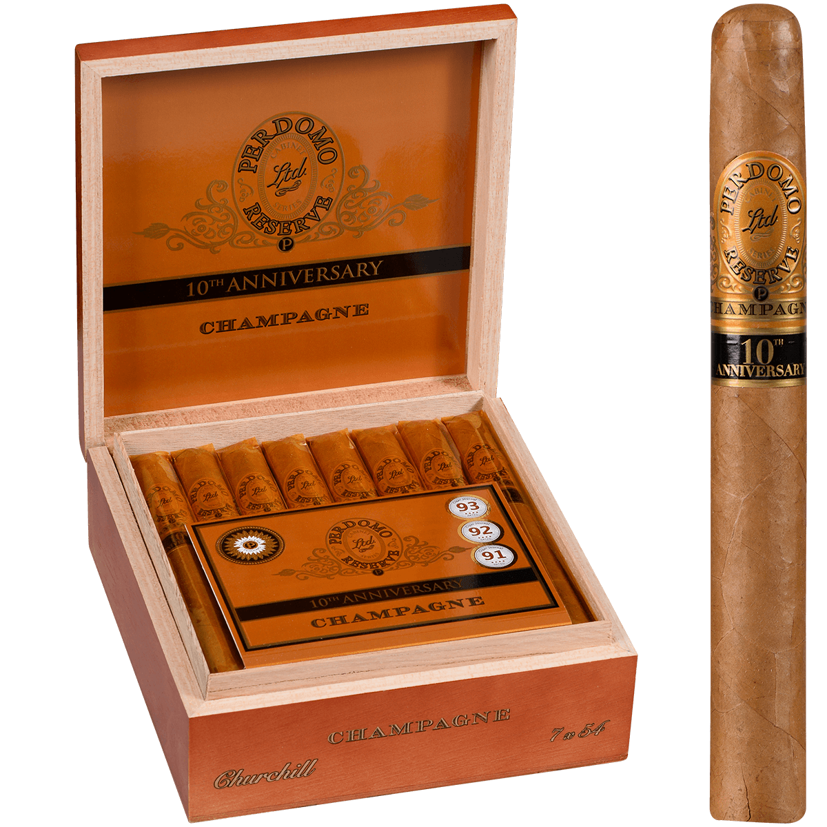 Perdomo 10Th Anniversary Champagne Churchill 25 Ct. Box 7.00X54