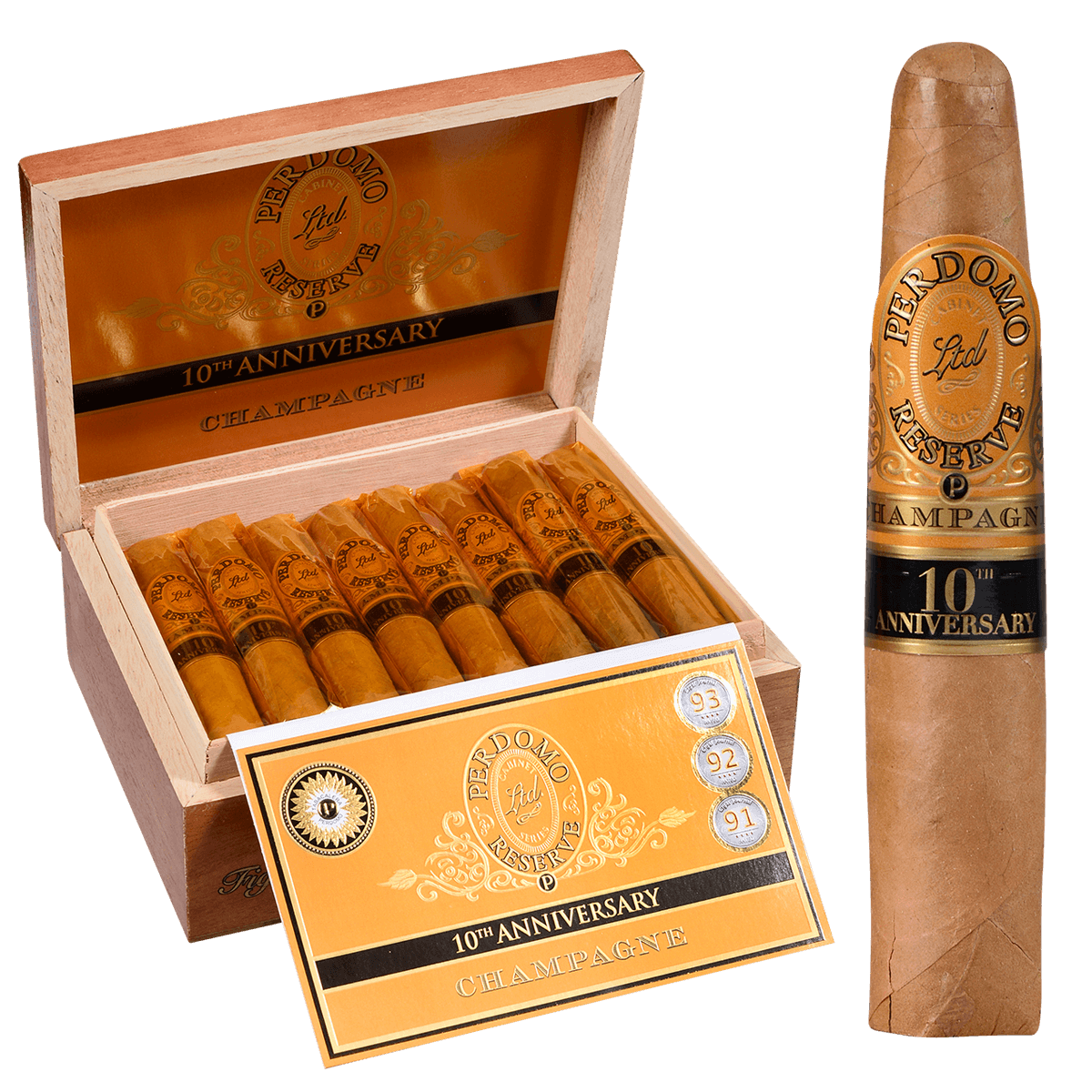Perdomo 10Th Anniversary Champagne Figurado 25 Ct. Box 4.75X56