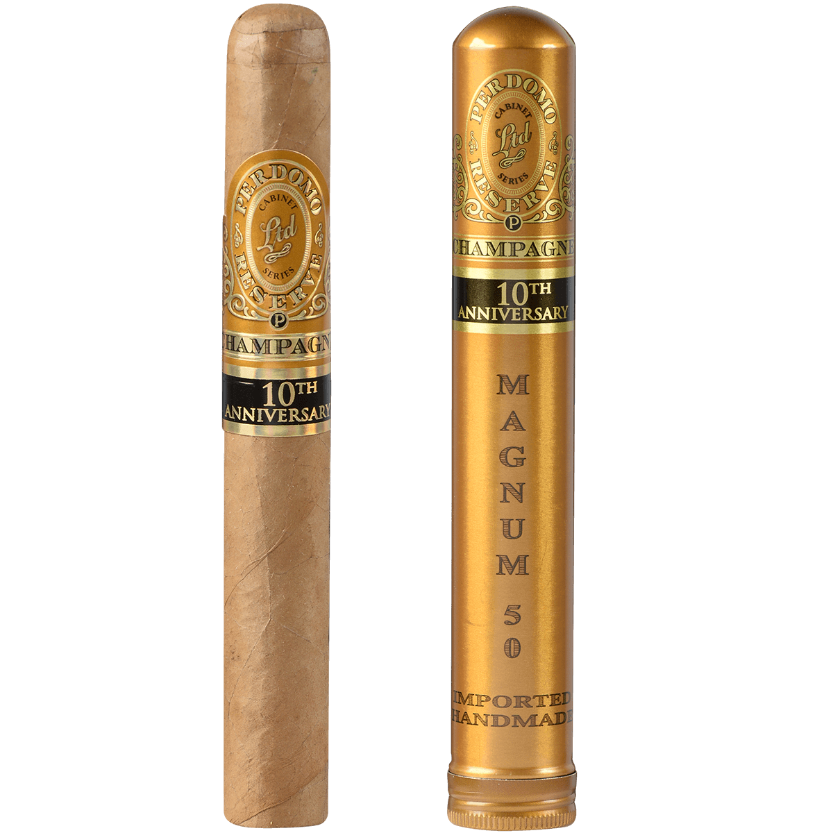 Perdomo 10Th Anniversary Champagne Magnum 50 Tubo 12 Ct. Box 6.00X50