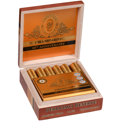 Perdomo 10Th Anniversary Champagne Magnum 50 Tubo 12 Ct. Box 6.00X50