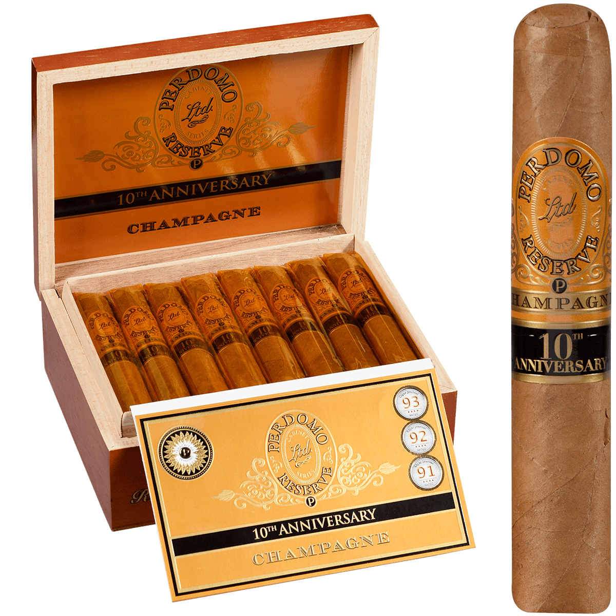 Perdomo 10Th Anniversary Champagne Robusto 25 Ct. Box 5.00X54