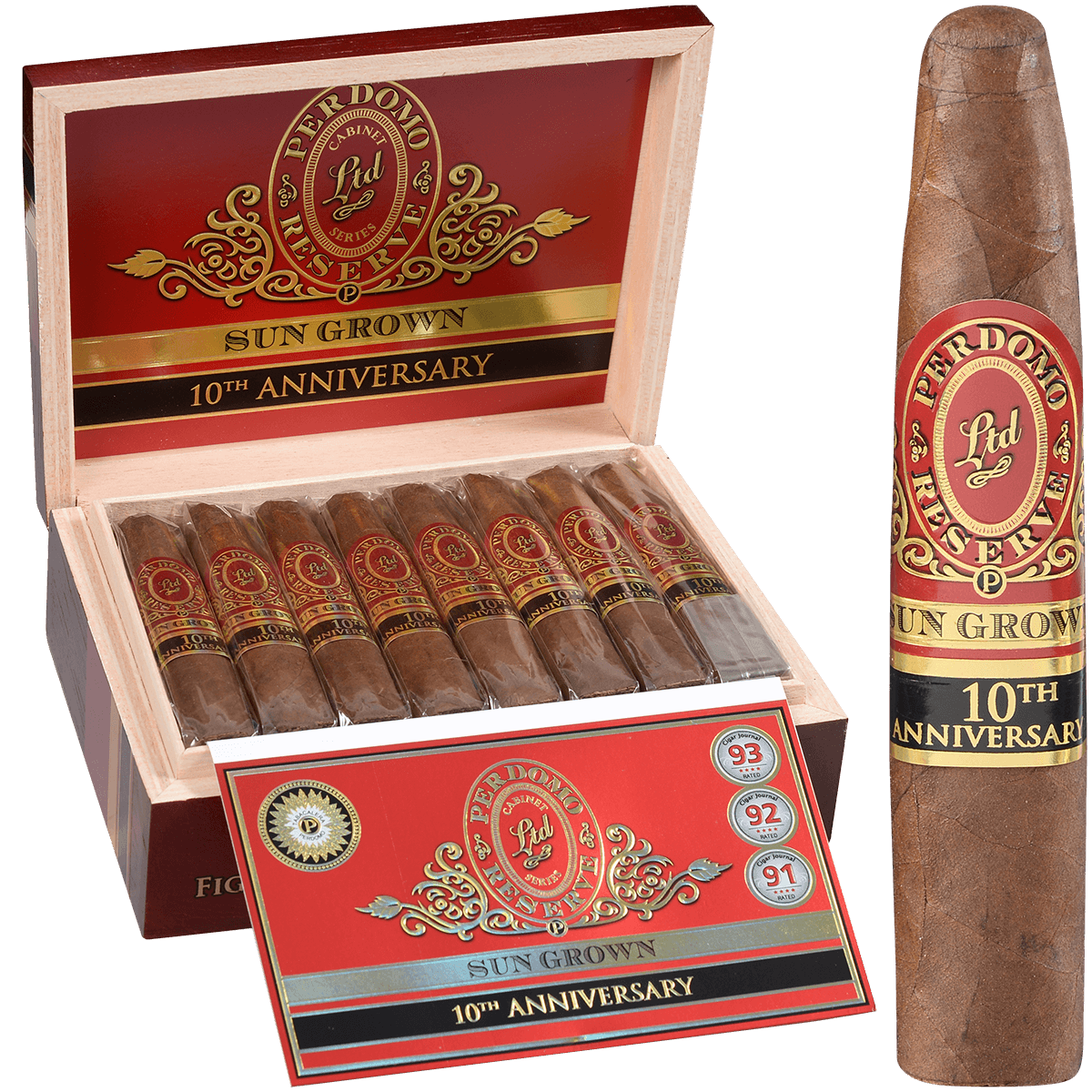 Perdomo Reserve 10Th Anniversary Sungrown Figuardo 4.75 X 56 25 Ct. Box