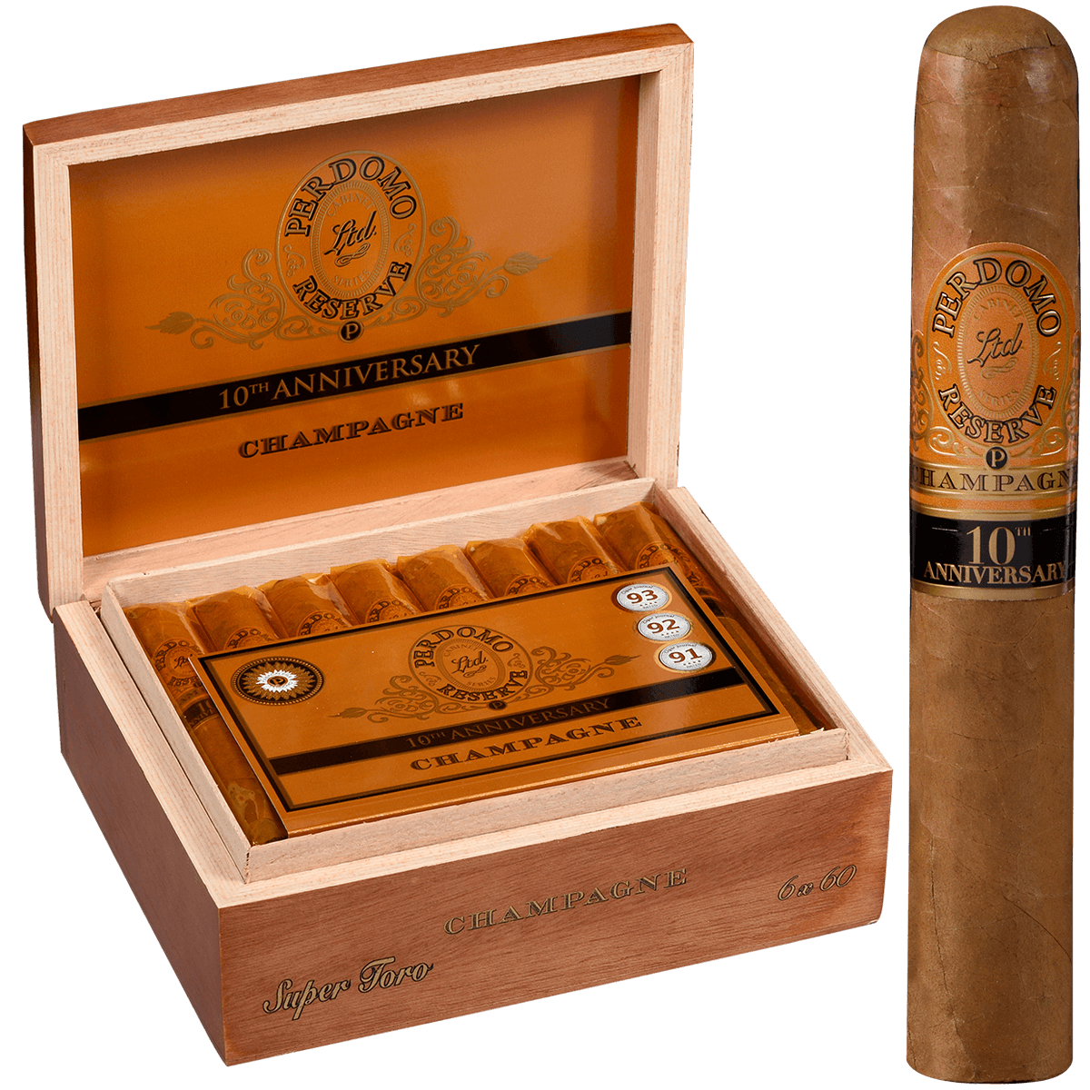 Perdomo 10Th Anniversary Champagne Super Toro 25 Ct. Box 6.00X60