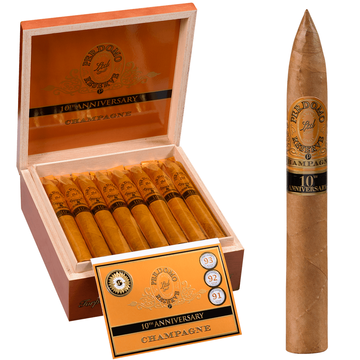 Perdomo 10Th Anniversary Champagne Torpedo 25 Ct. Box 7.00X54