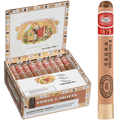 Romeo Y Julieta 1875 Deluxe #1 Glass Tubes Ems 10 Ct. Box 7.00X50