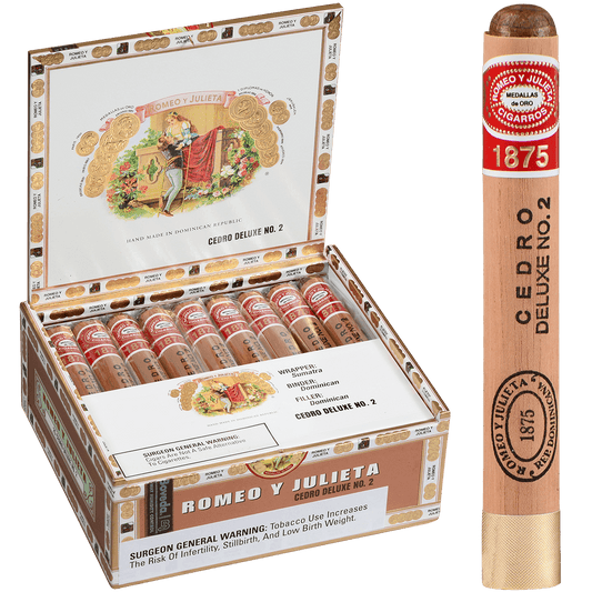 Romeo Y Julieta 1875 Deluxe #1 Glass Tubes Ems 10 Ct. Box 7.00X50