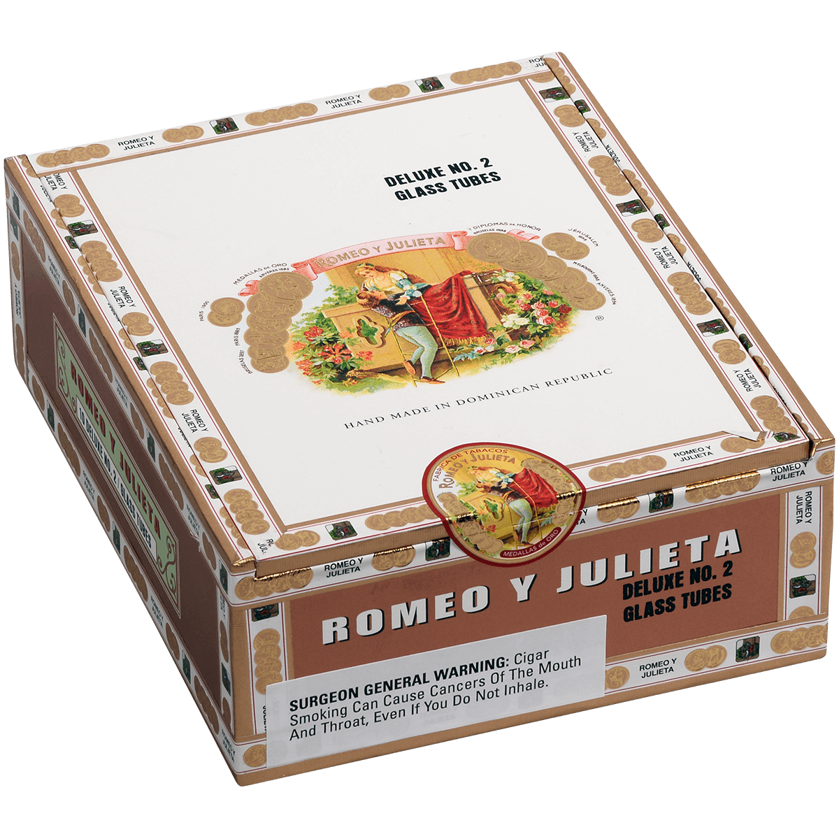 Romeo Y Julieta 1875 Deluxe #2 Glass Tubes Ems 10 Ct. Box 6.00X50