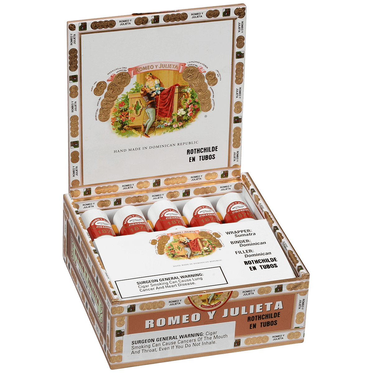 Romeo Y Julieta 1875 Rothschilde Tubos Ems 10 Ct. Box 5.00X50