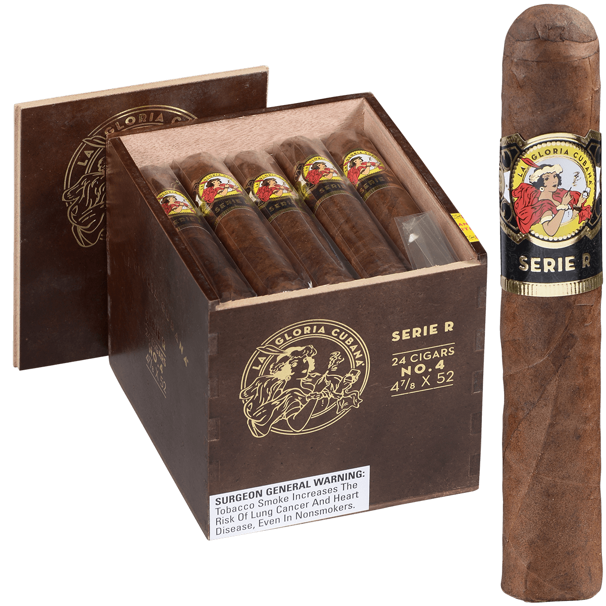 La Gloria Cubana Serie R No. 4 Natural 24 Ct. Box 4.88X52