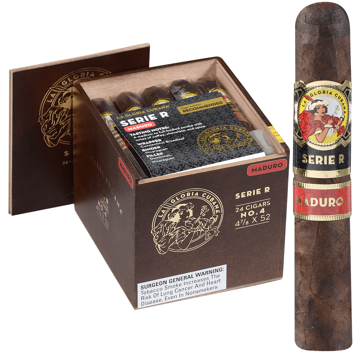 La Gloria Cubana Serie R No. 4 Maduro 24 Ct. Box 4.88X52