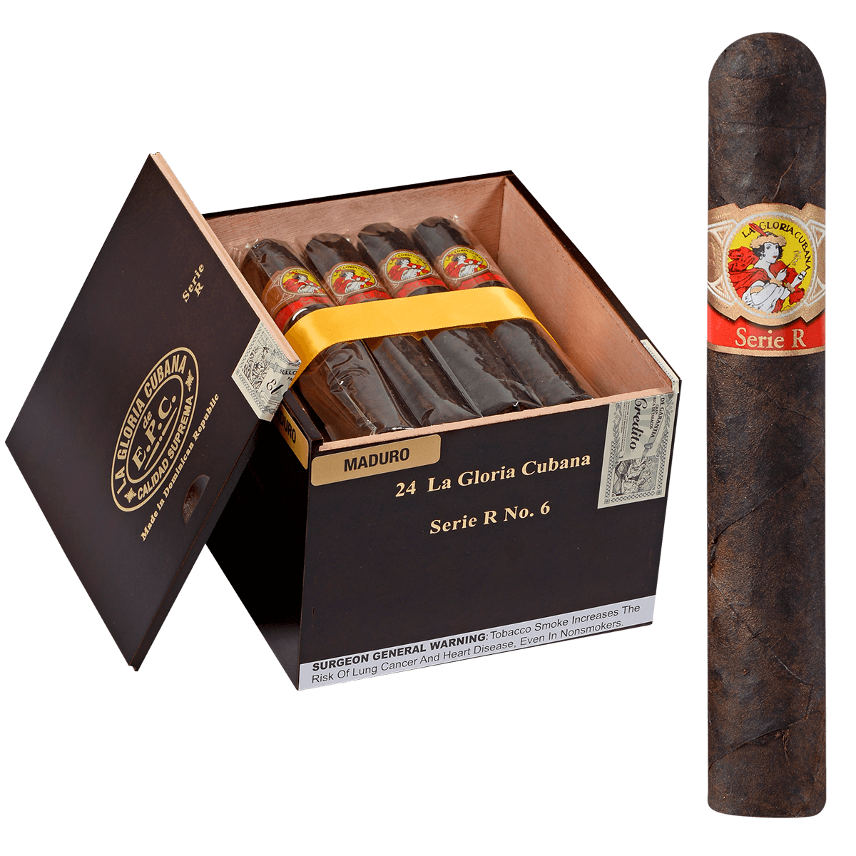 La Gloria Cubana Serie R No. 6 Maduro 24 Ct. Box 5.88X60