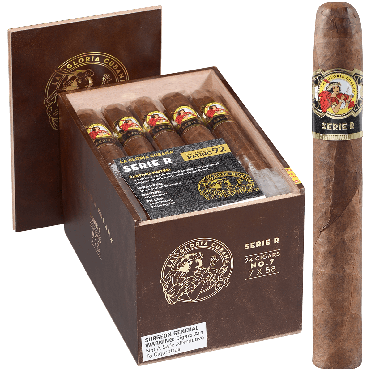 La Gloria Cubana Serie R No. 7 Natural 24 Ct. Box 7.00X59
