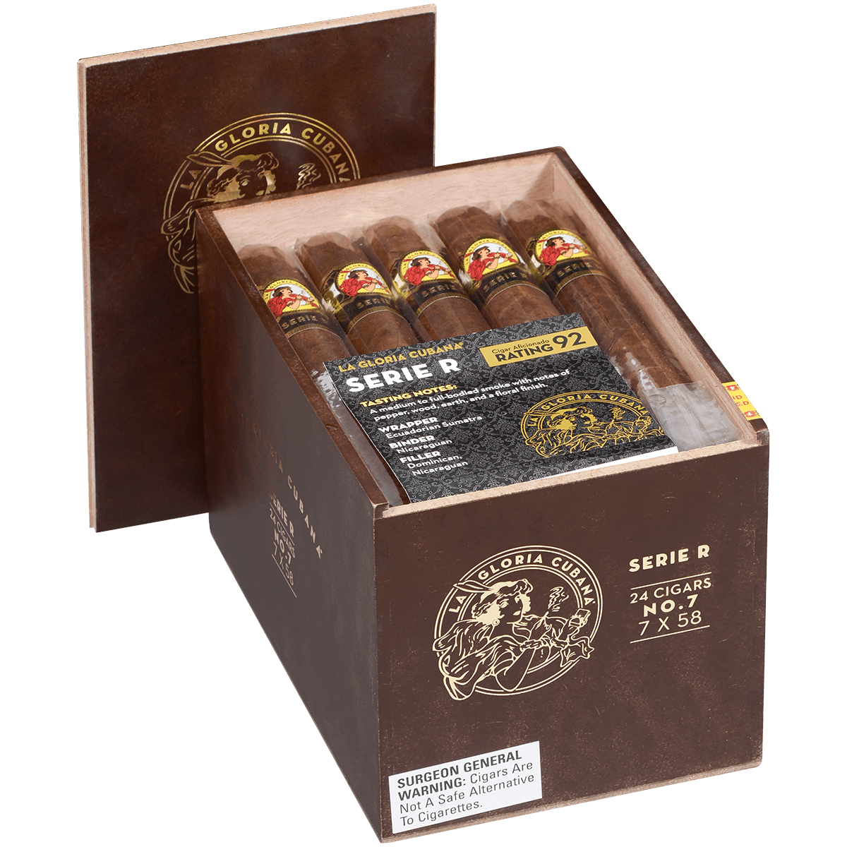La Gloria Cubana Serie R No. 7 Natural 24 Ct. Box 7.00X59