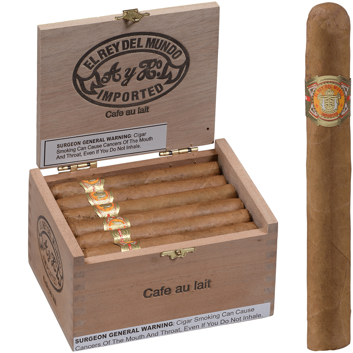 El Rey Del Mundo Ems Cafe Au Lait 24 Ct. Box 4.50X35
